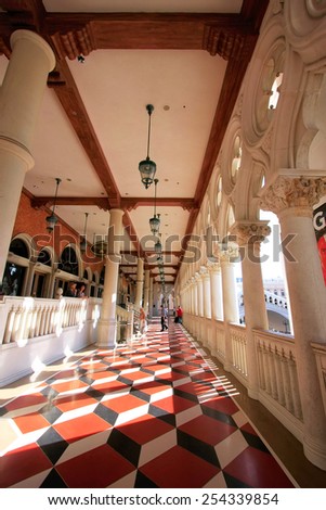 LAS VEGAS, USA - MARCH 19: Balcony at Venetian Resort hotel and casino on March 19, 2013 in Las Vegas, USA. Las Vegas is one of the top tourist destinations in the world.
