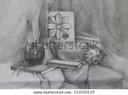 Still life with Crocket (Architectural Detail). It is a Pencil Drawing