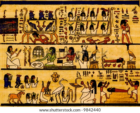 Old egyptian papyrus and hieroglyph