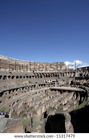 Ruins of the Collosseo of an ancient Roman construction for entertainments.