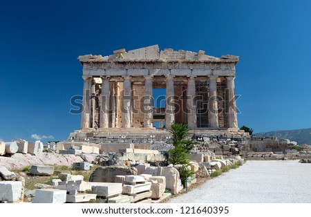 The Parthenon in the Akropolis, Athens.