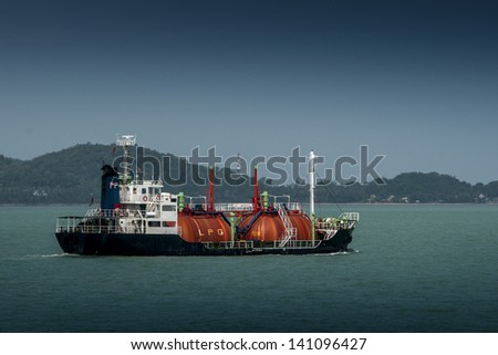 Gas tanker in the Gulf of Thailand.