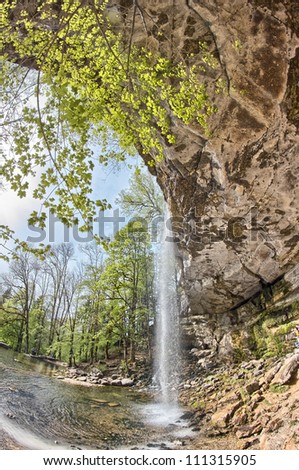 Under a big waterfall