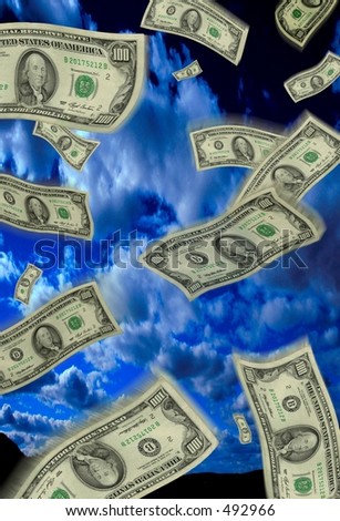 Money falling from sky