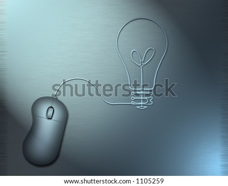 A computer mouse wire turns into the shape of a lightbulb