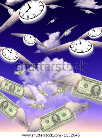 Clocks and Money fly in groups toward an unknown but similar destination