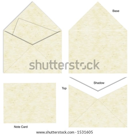 A complete envelope and letter insert provided in pieces, isolated and labeled for easy assembly ADD YOUR OWN MESSAGE!
