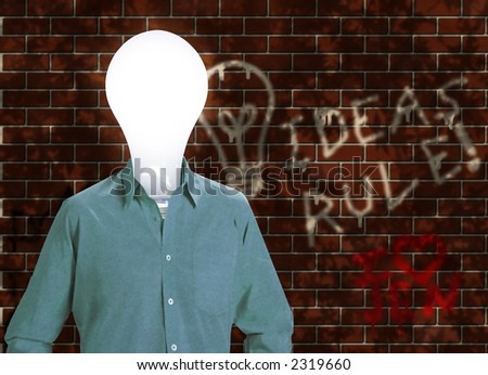 Idea man before a graffiti covered wall