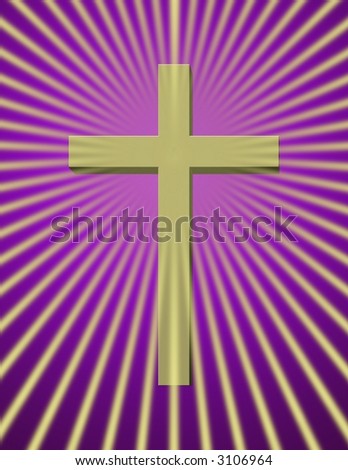 Cross with beams on purple