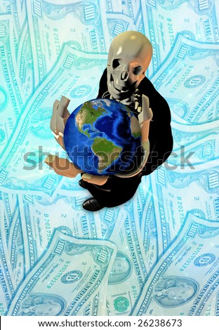 Skeleton holds earth