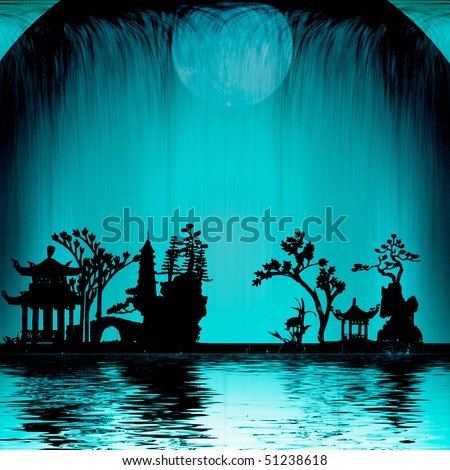 Asia Landscape with Moon Asia Landscape with Moon