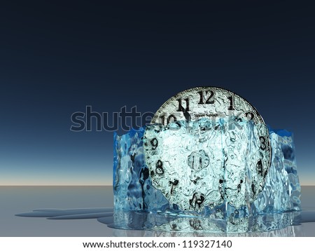Clock witin melting ice