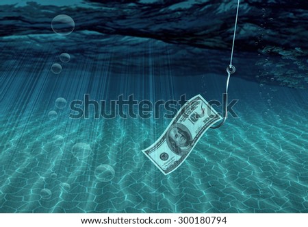 One Hundred Dollar Bill on Fish Hook