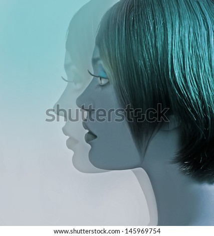 profile of beautiful girl with short hair