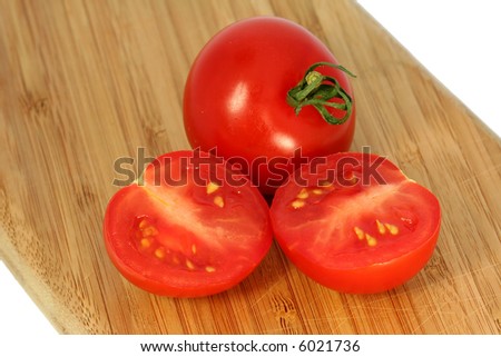 Tomato divided in half