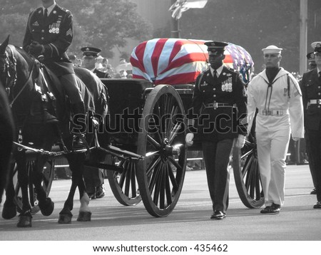 Caisson at Ronald Reagan\'s funeral procession