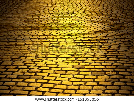 yellow cobblestone road