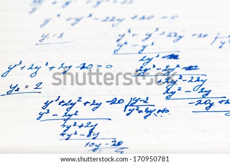 Handwriting test paper in high mathematics subject as background