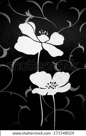 Seamless floral pattern, black white floral texture