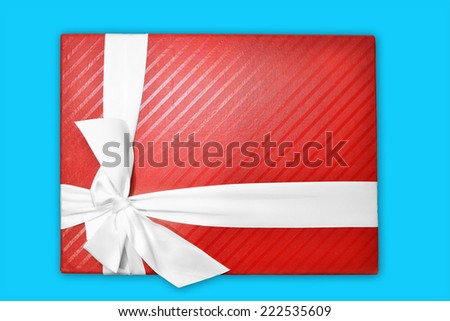 gift bow with ribbon and bow on blue background