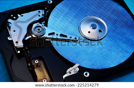 computer hard disk storage device with binary digits