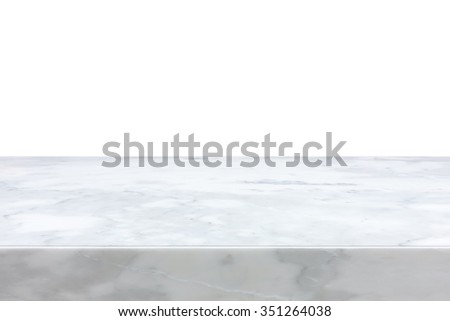 White marble stone table top isolated on white background - can be used for display or montage your products