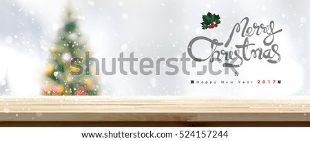 Merry Christmas and Happy New Year 2017 table top background - can be used for display or montage your products
