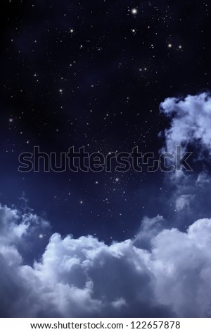 cloudy night sky with stars