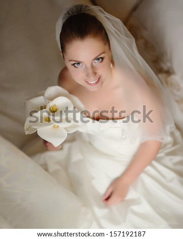 Beautiful  bride posing. Fine art wedding portrait.
