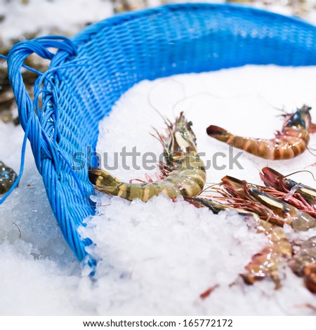 Seafood. Grocery, natural background in shop.