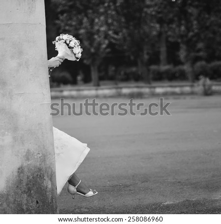 Beautiful bride. Wedding picture in black and white.