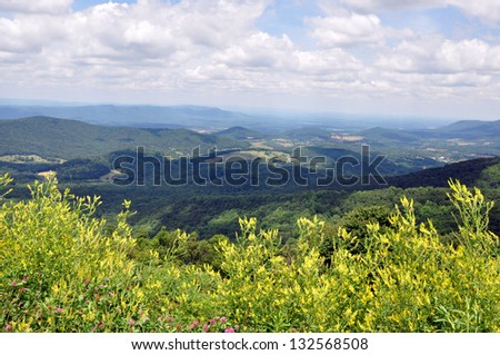 Scenic Shenandoah Valley from Skyline Drive in Virginia, USA.