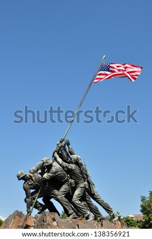 ARLINGTON, VA, USA - JUNE 23, 2012: Marine Corps War Memorial is dedicated to all personnel of the Marine Corps who have been martyred since 1775.