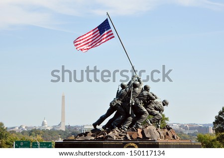 Arlington, Va, Usa - June 23, 2012: Marine Corps War Memorial Is Dedicated To All Personnel Of The Marine Corps Who Have Been Martyred Since 1775.