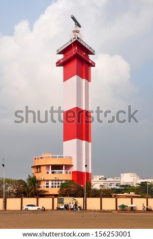 The Madras Light House is a lighthouse facing the Bay of Bengal on the east coast of the Indian Subcontinent. It is a famous landmark on the Marina Beach in Chennai, India.
