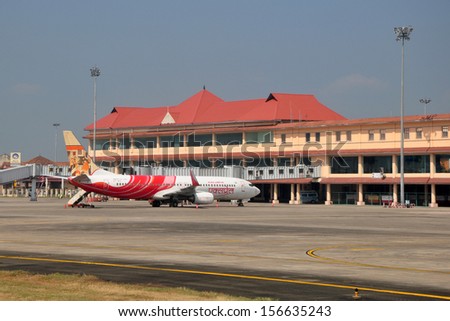 KOCHI, INDIA - JANUARY 10, 2012: An Air India Express Boeing 737 parked at Cochin International Airport.