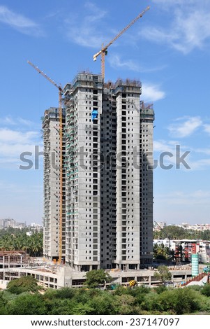 Residential building construction in Bangalore, India.