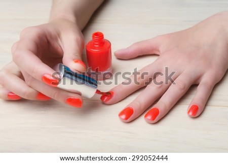 Manicure process at home, nails coating