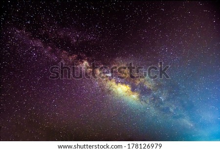 A Picture Of The Milkyway Galaxy. Processed By Stacking Multiple Exposure Into One Picture. Contain Noise.
