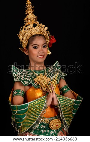 Thailand Woman Dancer in Sawasdee action (Sawasdee mean say hi)