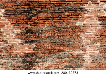 Picture from world heritage Ayutthaya site, Old red brick textured wall