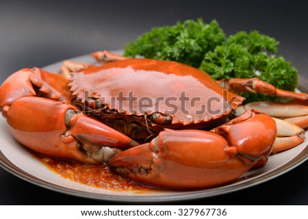 Big leg crab curry dish seafood in Restaurant dinner food