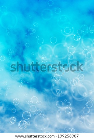 Soap bubbles on the sky background. Color filters.