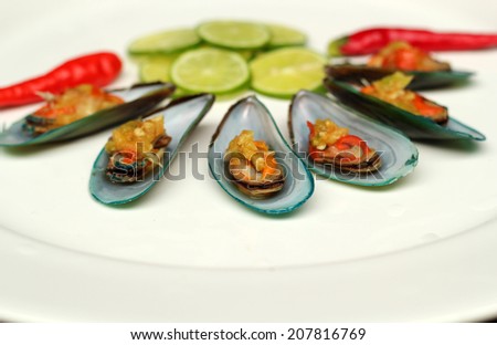 Asian green mussels Spicy Food