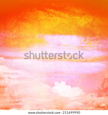 Grunge image of orange sky filtered image. Vintage background.