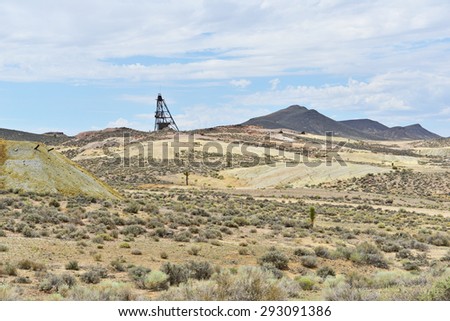 Abandoned gold mining landscape at Goldfield in Nevada, USA
