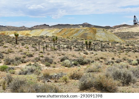 Abandoned gold mining landscape at Goldfield in Nevada, USA