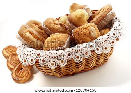 assorted cakes in basket