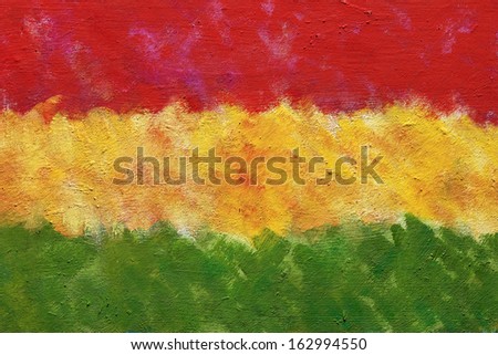 red, yellow and green oil painted horizontal flag