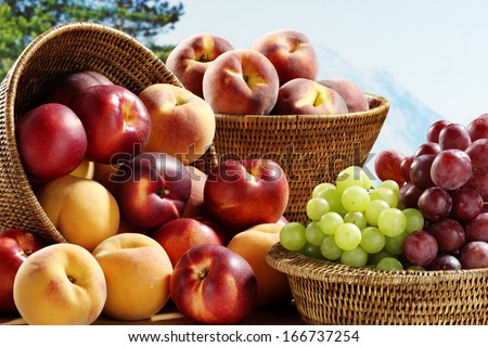 assorted summer fruits in baskets